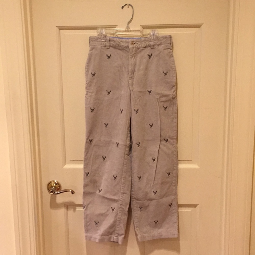 Lands' End Boys tan corduroys w/embroidered deer.